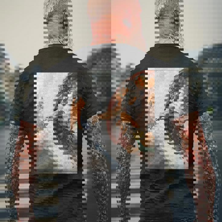 ミケランジェロの愉快な創作猫ミーム。 メンズTシャツ バックプリント 高齢者への贈り物