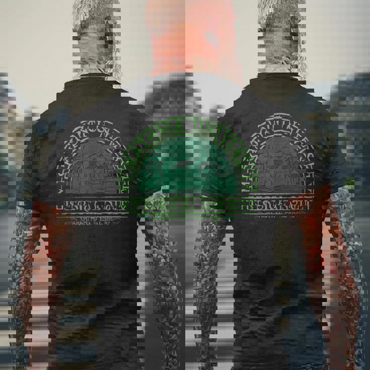 ミスカトニック大学歴史社会 メンズTシャツ バックプリント 高齢者への贈り物