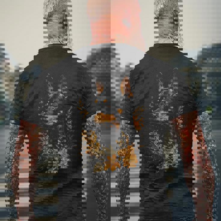 ミニチュアピンシャー 犬モチーフ ペットアート ミニチュアピンシャー メンズTシャツ バックプリント 高齢者への贈り物