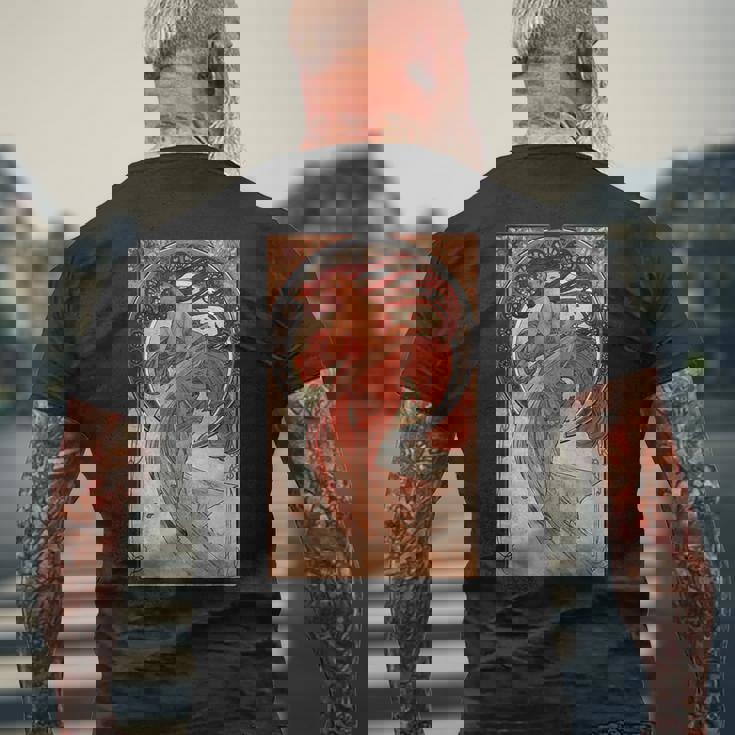 ミュシャの踊り メンズTシャツ バックプリント 高齢者への贈り物