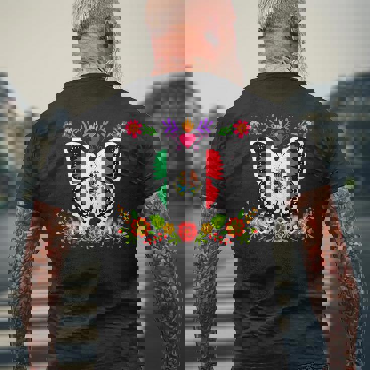 メキシコ独立記念日 バタフライ メキシコ メンズTシャツ バックプリント 高齢者への贈り物