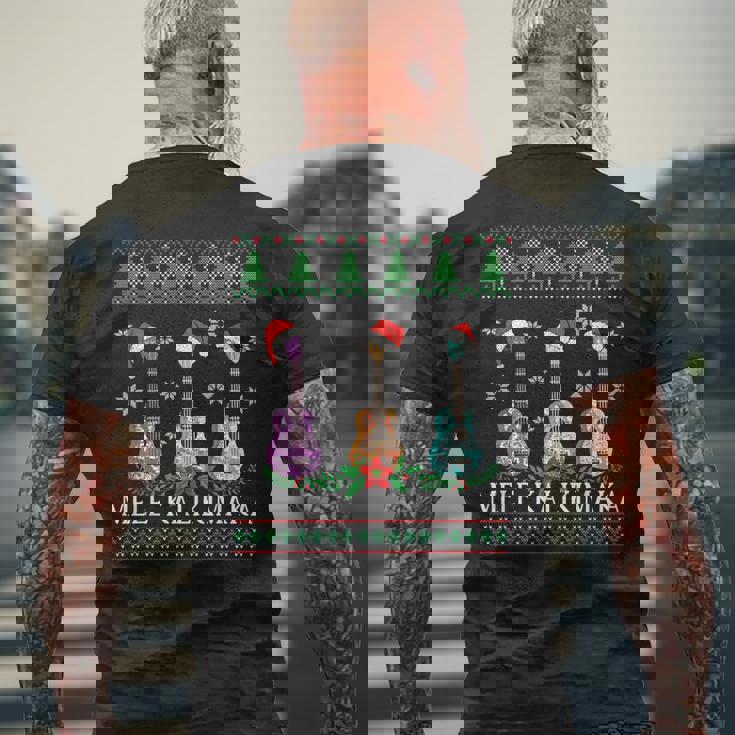 メレカリキマカハワイアンクリスマスウクレレ醜いデザインシャツ メンズTシャツ バックプリント 高齢者への贈り物