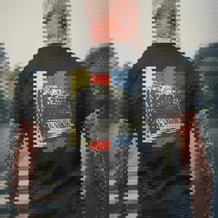 モジュラー シンセサイザー キーボード テクノ ビンテージ アナログ 猫 長袖tシャツ メンズTシャツ バックプリント 高齢者への贈り物