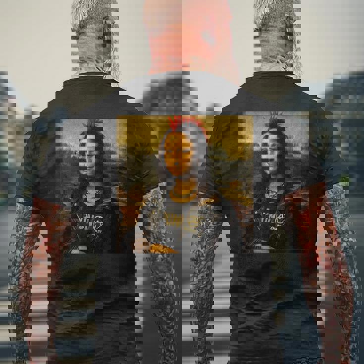 モナリザ パンク風 パロディデザイン メンズTシャツ バックプリント 高齢者への贈り物