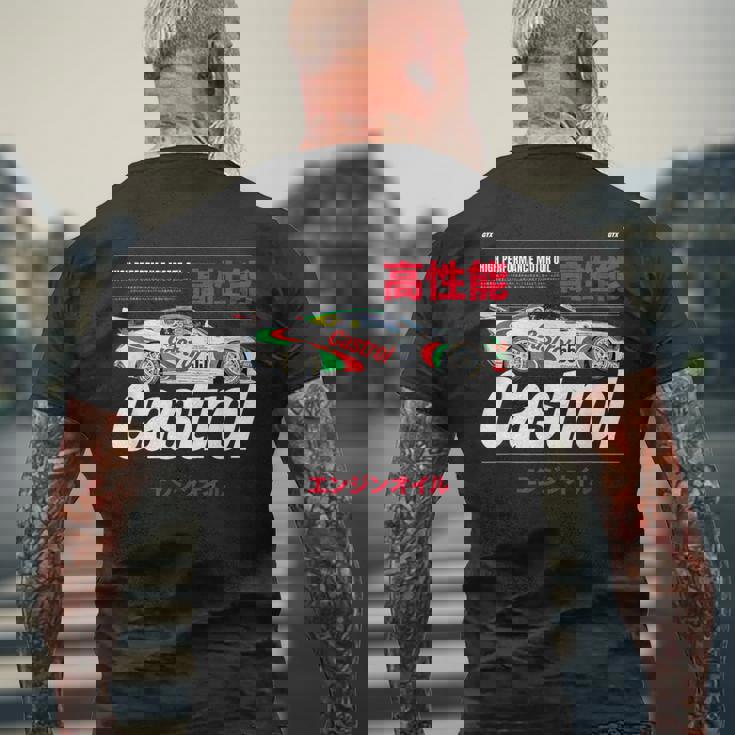 モーターオイル レーシングカー 日本語グラフィック Papl3540 メンズTシャツ バックプリント 高齢者への贈り物