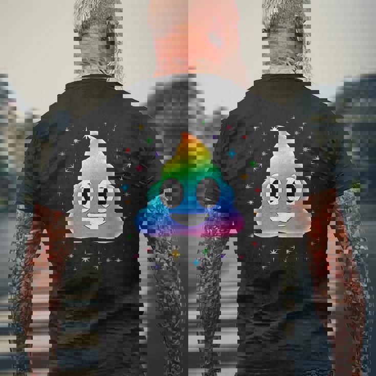 ユニコーンのうんち メンズTシャツ バックプリント 高齢者への贈り物