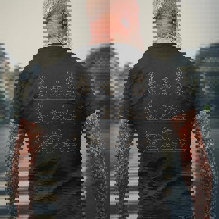 ヨガ ゴールデンレトリバーの犬のヨガのポーズ メンズTシャツ バックプリント 高齢者への贈り物