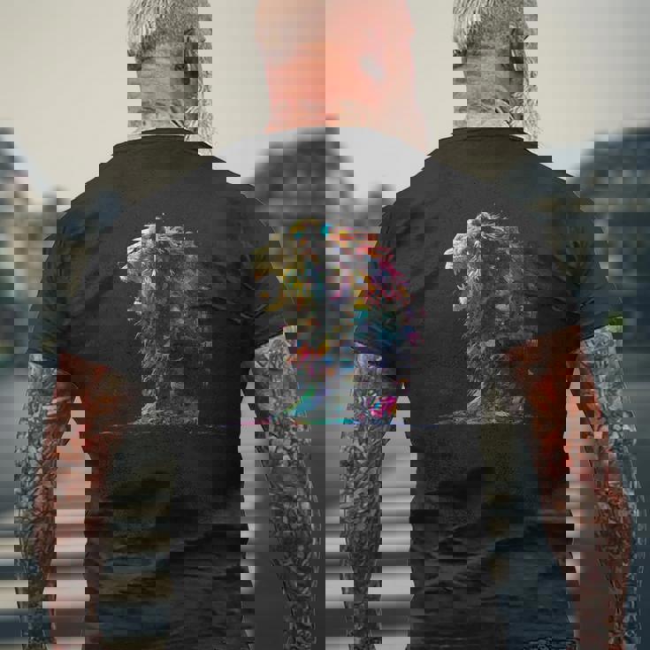 ライオンラバーアートワーク メンズTシャツ バックプリント 高齢者への贈り物