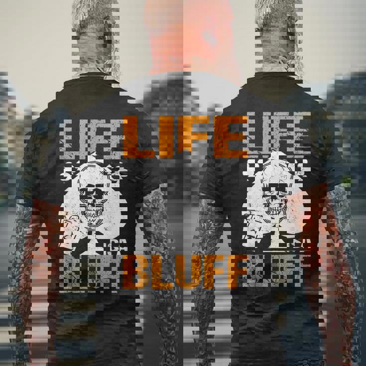 ライフ・イズ・ア・ブラフ・アイ・ポーカー メンズTシャツ バックプリント 高齢者への贈り物