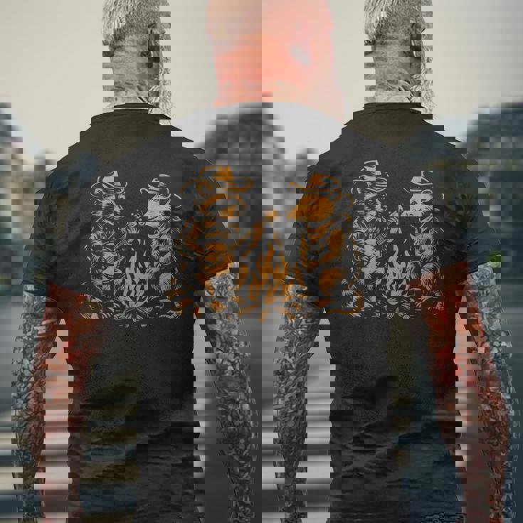 ラクーンバンジョーブルーグラスカントリーミュージック メンズTシャツ バックプリント 高齢者への贈り物