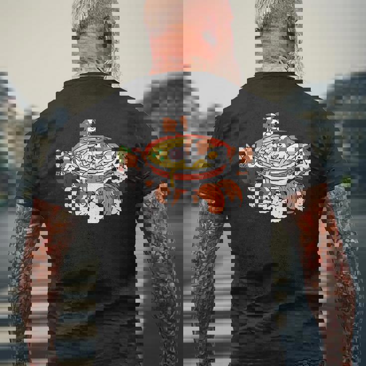 ラーメン寿司パピヨン犬 メンズTシャツ バックプリント 高齢者への贈り物