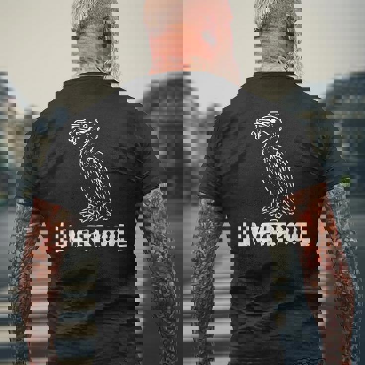 リバプール イングランド リバード Zine インク ホワイトプリント メンズTシャツ バックプリント 高齢者への贈り物
