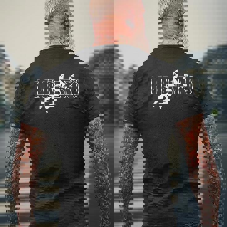 リベロ バレーボール ディフェンシブプレイヤーポジション メンズTシャツ バックプリント 高齢者への贈り物