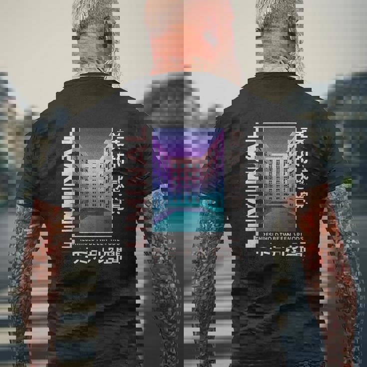 リミナルスペース 美的感覚 日本美的バイブデザイン メンズTシャツ バックプリント 高齢者への贈り物