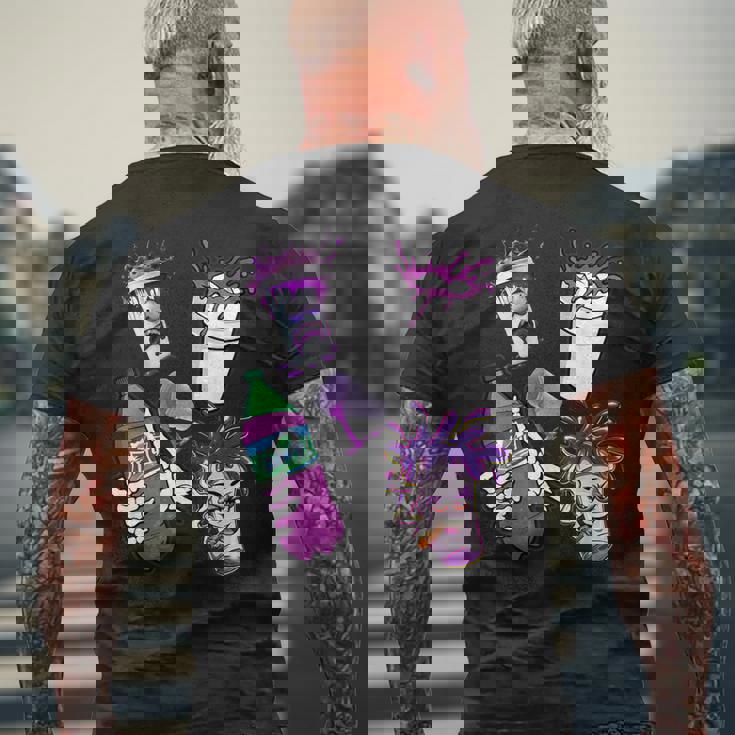 リーンシャツ、パープルドランク、ダーティダブルカップ、リーンラインスモーク メンズTシャツ バックプリント 高齢者への贈り物