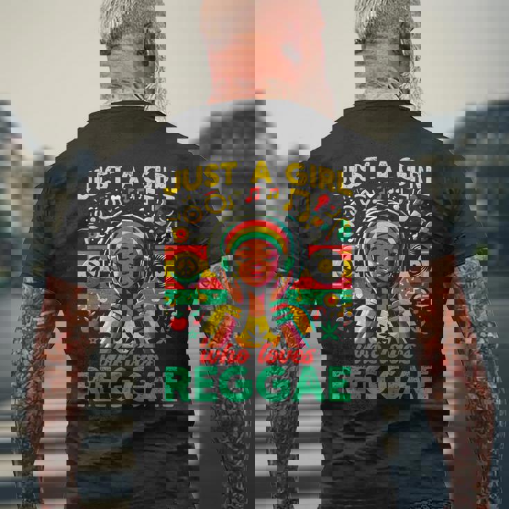 レゲエが大好きな少女 ジャマイカ音楽 おもしろラスタ メンズTシャツ バックプリント 高齢者への贈り物