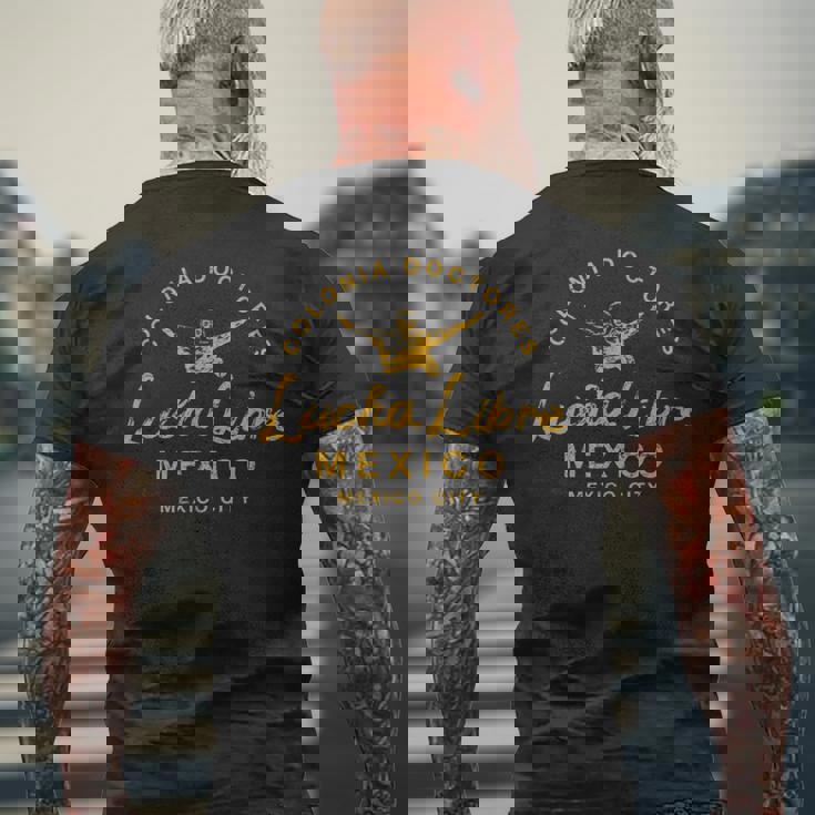 レスリング ルチャ リブレ メキシカン レスラー ヴィンテージ メンズTシャツ バックプリント 高齢者への贈り物