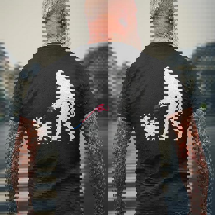 レトロ ビッグフット ウォーキング パピヨン 犬 面白い サスカッチ 長袖tシャツ メンズTシャツ バックプリント 高齢者への贈り物