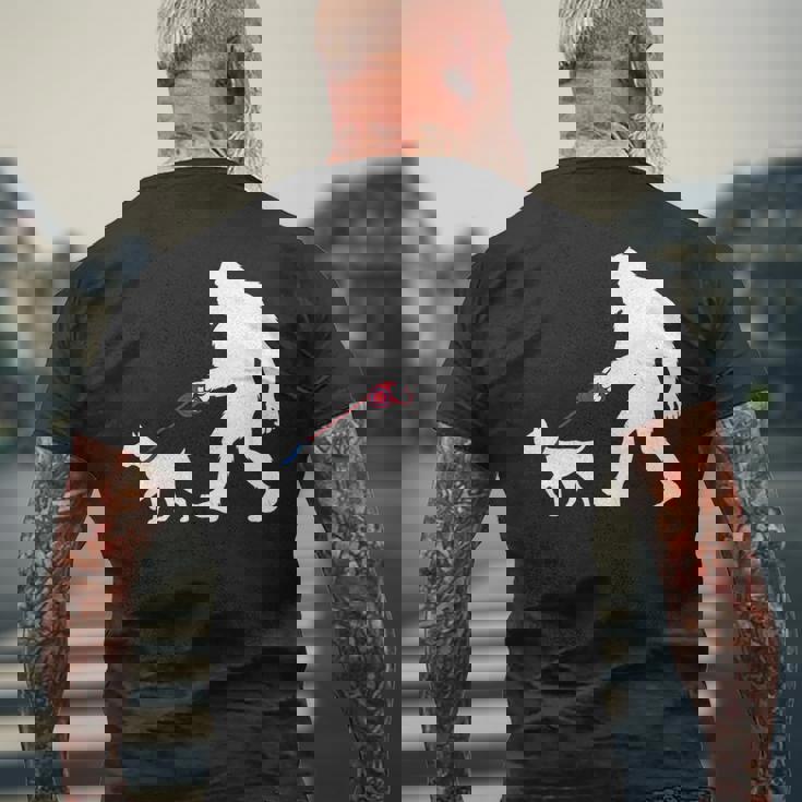 レトロ ビッグフットウォーキング 杖 コルソ 犬 面白い サスカッチ 長袖tシャツ メンズTシャツ バックプリント 高齢者への贈り物