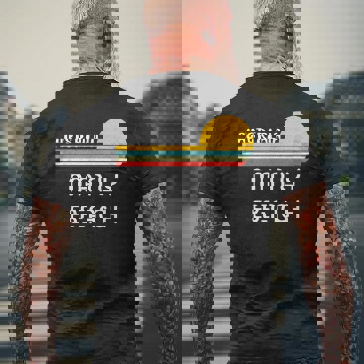 レトロ マンリービーチ オリジナル オーストラリア ヴィンテージ 70年代サンセット アート メンズTシャツ バックプリント 高齢者への贈り物