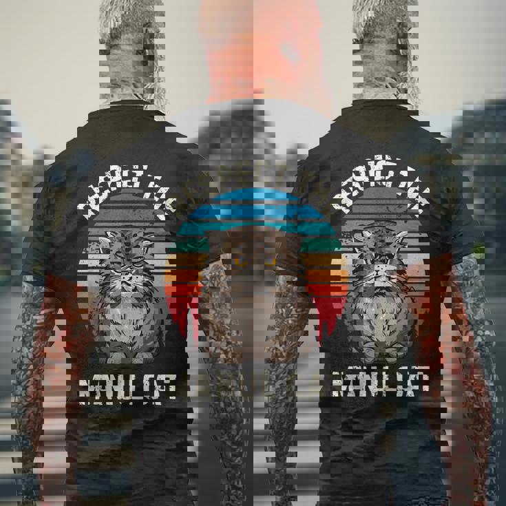 レトロ リスペクト マヌル 猫 ヴィンテージ グランジ マヌル 猫好き メンズTシャツ バックプリント 高齢者への贈り物