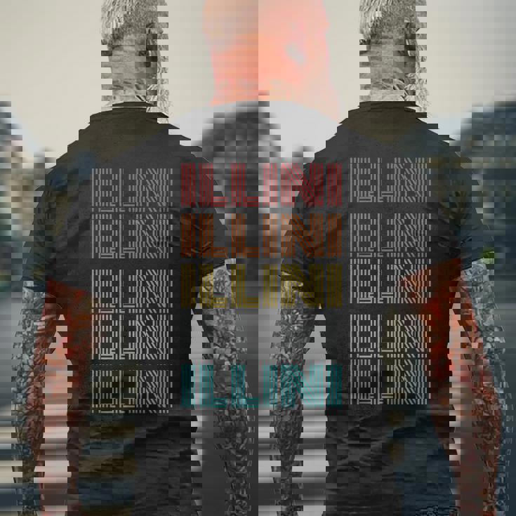 レトロ ヴィンテージ Illini メンズTシャツ バックプリント 高齢者への贈り物