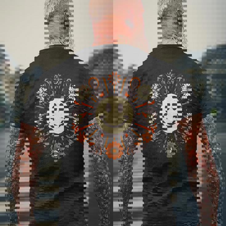 レトロ ヴィンテージ スマイルバイブ モチベーション ポジティブバイブ メンズTシャツ バックプリント 高齢者への贈り物