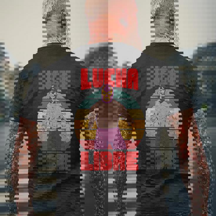 レトロ ヴィンテージ レスラー ルチャリブレ メキシコレスリング メンズTシャツ バックプリント 高齢者への贈り物