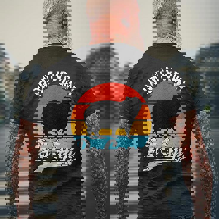 レトロ 面白い カピバラ Don't Worry Be Capy メンズTシャツ バックプリント 高齢者への贈り物