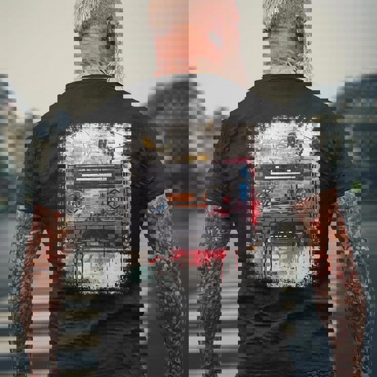 レトロスタイル オールドスクールミュージックテープ カセット ヴィンテージ ミックステープ 長袖tシャツ メンズTシャツ バックプリント 高齢者への贈り物