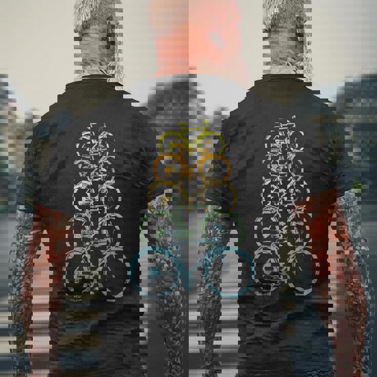 レトロビンテージ自転車モチーフの自転車モチーフ。 メンズTシャツ バックプリント 高齢者への贈り物