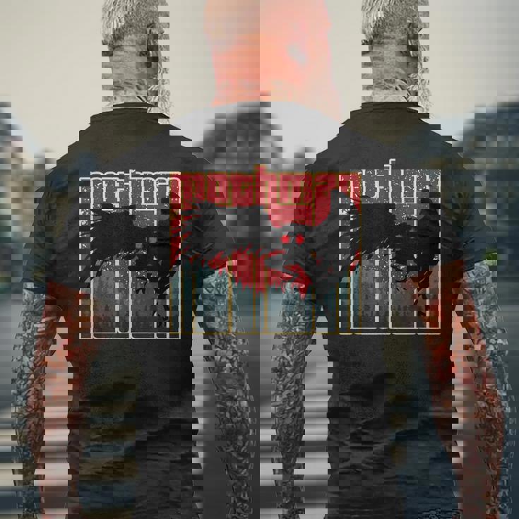 レトロモスマン-オリジナルのウェストバージニアクリプティッドアートワーク メンズTシャツ バックプリント 高齢者への贈り物