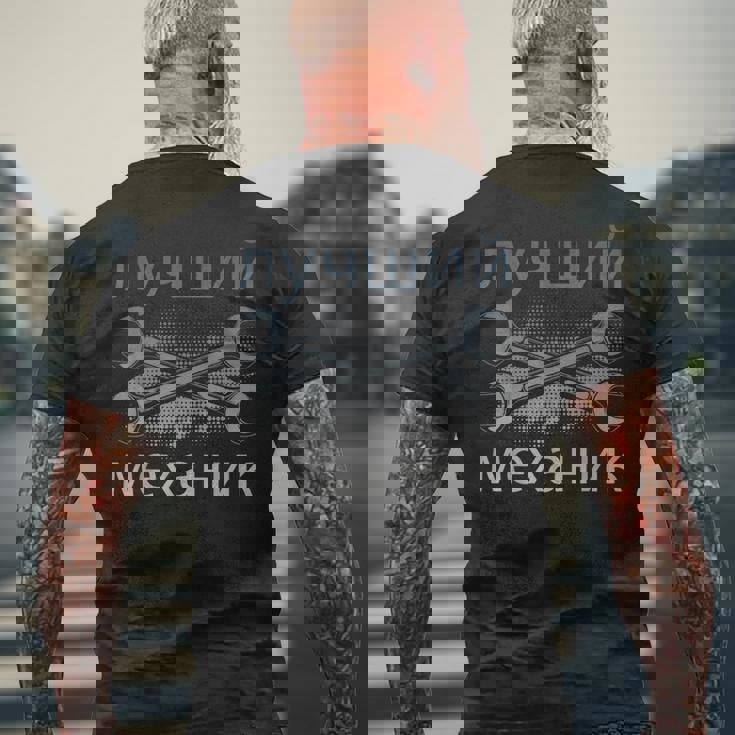 メンズ ロシアメカニックキリル文字ロシア父の日 メンズTシャツ バックプリント 高齢者への贈り物