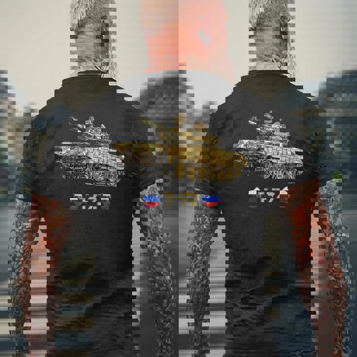 ロシア軍冷戦時代の主戦闘戦車t-72 メンズTシャツ バックプリント 高齢者への贈り物