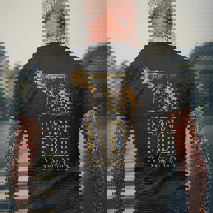 ローマの狼 古代ローマ ローマ帝国の名言 メンズTシャツ バックプリント 高齢者への贈り物