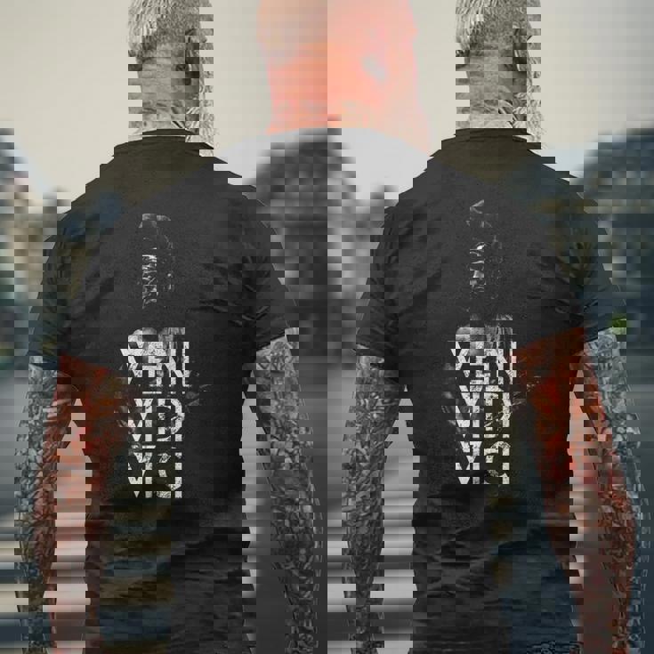 ローマ兵士 ヘルメット ガレア・ヴェニ・ヴィディ・ヴィチ 古代ローマ メンズTシャツ バックプリント 高齢者への贈り物