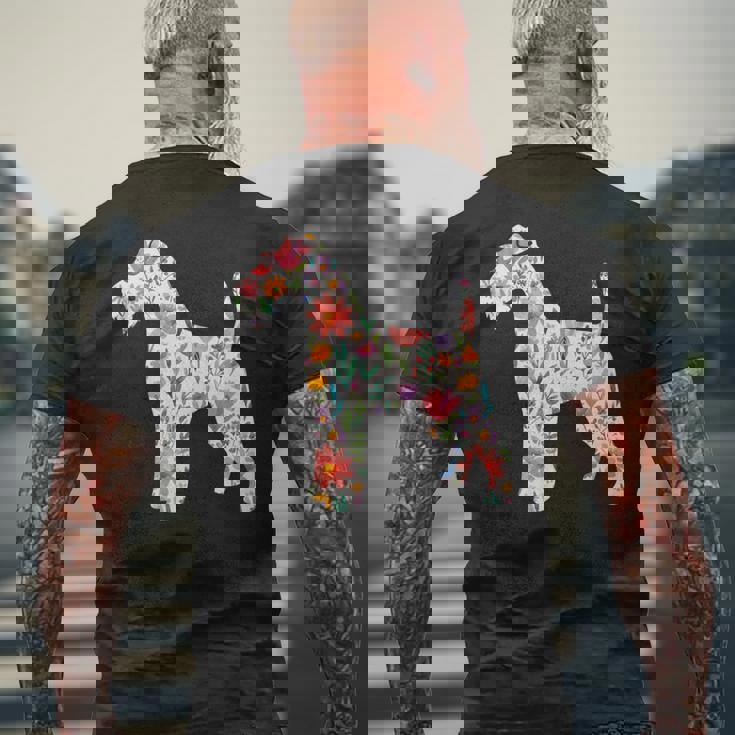 ワイヤーフォックステリア 水彩フラワーデザイン 長袖tシャツ メンズTシャツ バックプリント 高齢者への贈り物