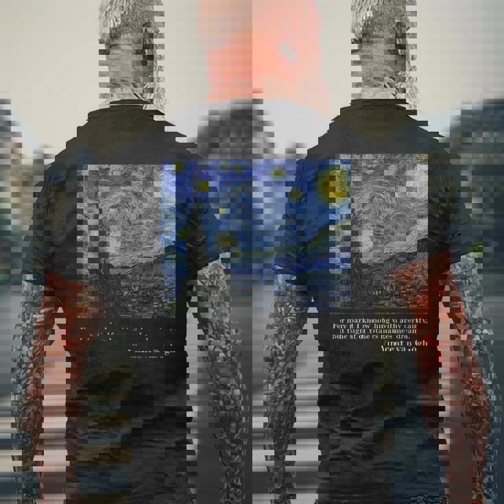 ヴィンセント・ファン・ゴッホによる星月夜 メンズTシャツ バックプリント 高齢者への贈り物