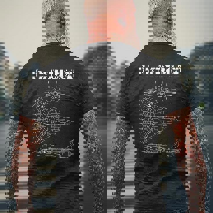 ヴィンテージ ホワイト F14 トムキャット 飛行機 スケマティック F-14 ジェット 長袖tシャツ メンズTシャツ バックプリント 高齢者への贈り物