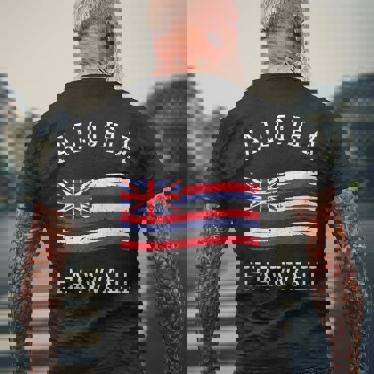 ヴィンテージ アロハ州 ハワイ国旗 ハワイアン 旗 メンズ レディース メンズTシャツ バックプリント 高齢者への贈り物