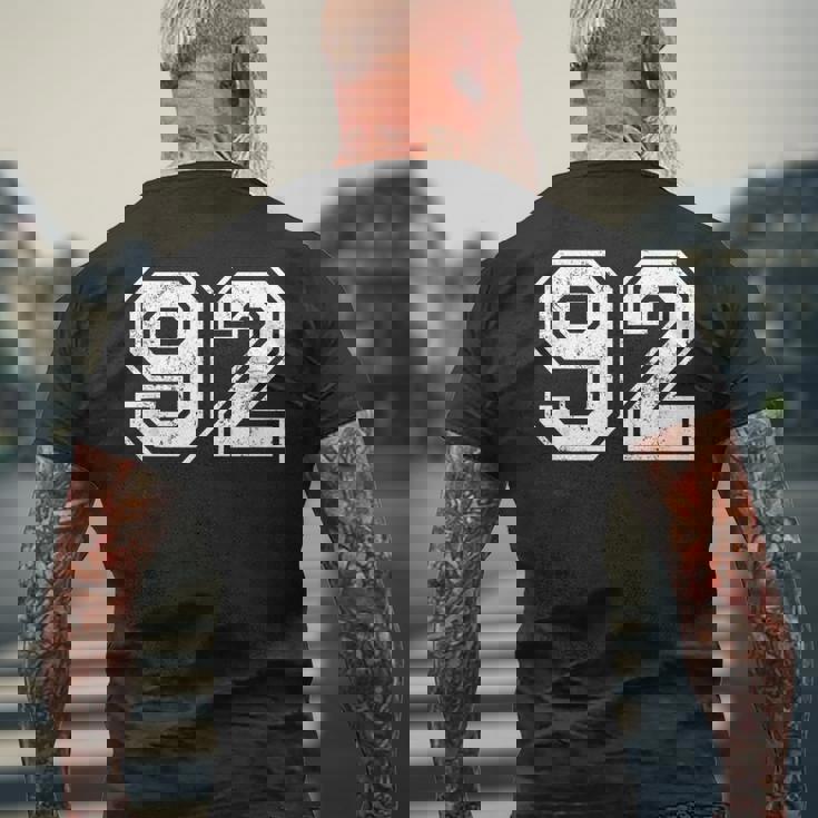 ヴィンテージ スポーツ 数字 92 九十二 メンズTシャツ バックプリント 高齢者への贈り物