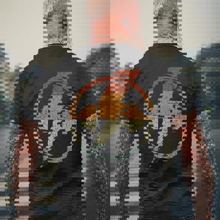 ヴィンテージ デザイン 電工 電気 メンズTシャツ バックプリント 高齢者への贈り物