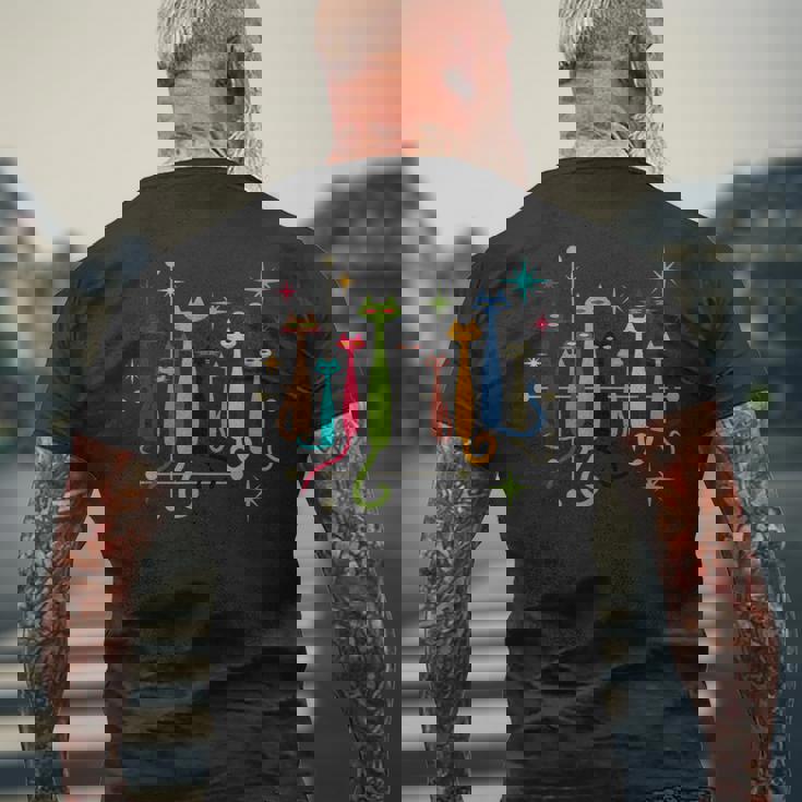 ヴィンテージ レトロ ミッドセンチュリー モダン ルック 猫 50S 60S スタイル メンズTシャツ バックプリント 高齢者への贈り物