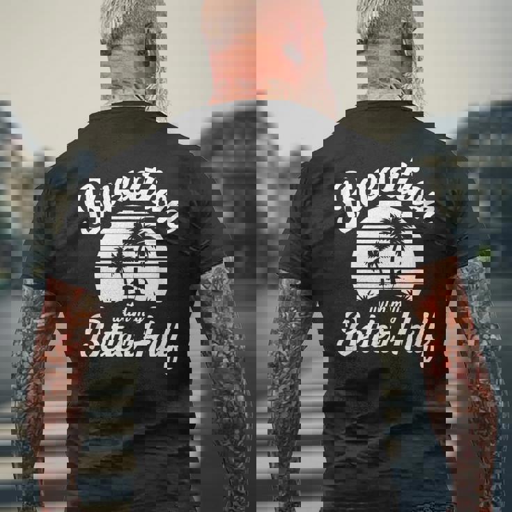 ヴィンテージbaecation With My Better ハーフマッチングカップル メンズTシャツ バックプリント 高齢者への贈り物