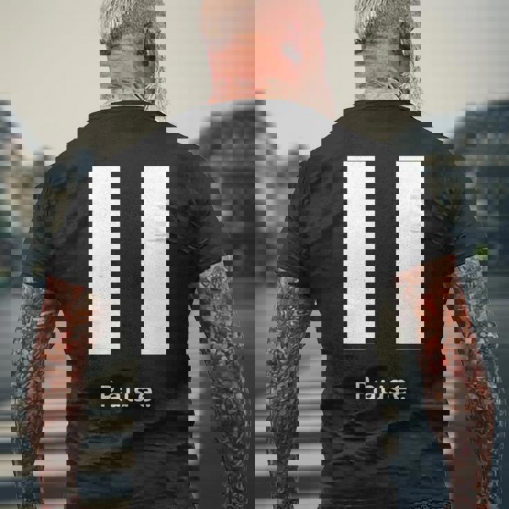 一時停止ボタン 長袖tシャツ メンズTシャツ バックプリント 高齢者への贈り物