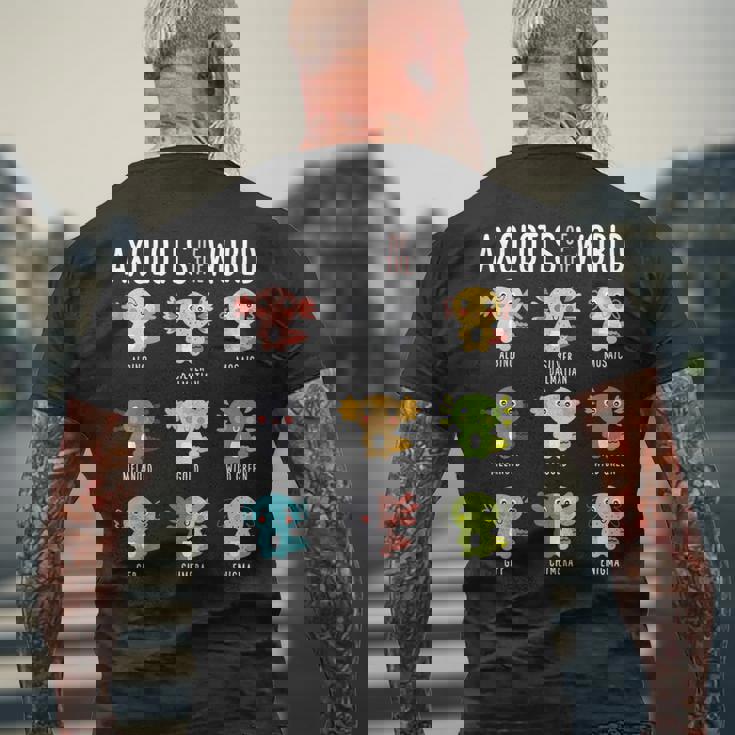 世界のウーパールーパー両生類動物好きカワイイ メンズTシャツ バックプリント 高齢者への贈り物