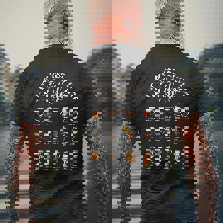 世界のコーヒーの種類 コーヒー メンズTシャツ バックプリント 高齢者への贈り物