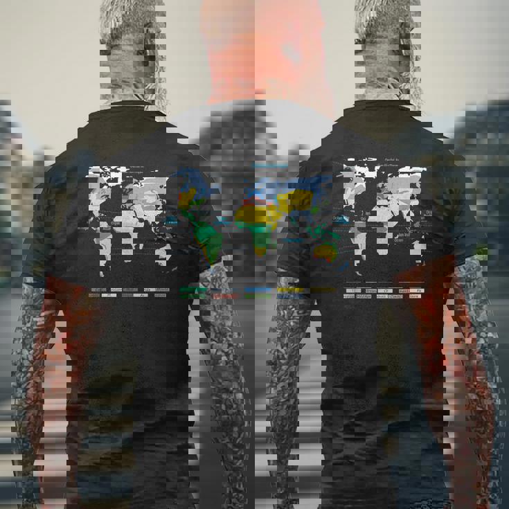 世界地図 気候帯 海洋名 フランス語 メンズTシャツ バックプリント 高齢者への贈り物