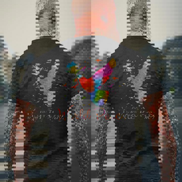 世界平和 メンズTシャツ バックプリント 高齢者への贈り物