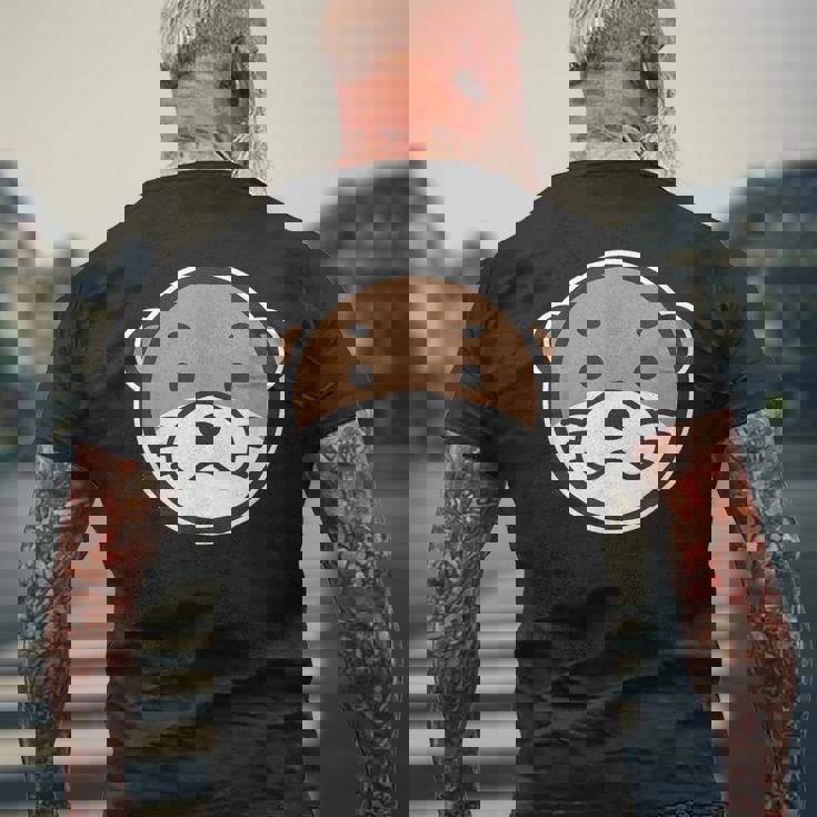 丸顔 カワウソ《コツメカワウソ》シンプル【どうぶつフレンズ】グッズ ゆるくて かわいい イラスト メンズTシャツ バックプリント 高齢者への贈り物